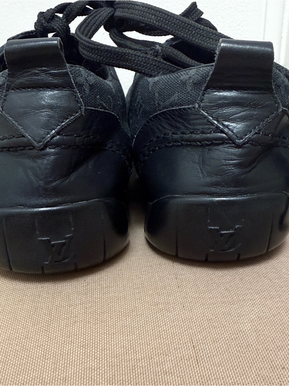 Louis Vuitton Men’s Black Monogram Low-Profile Sneakers - Picture 7 of 9
